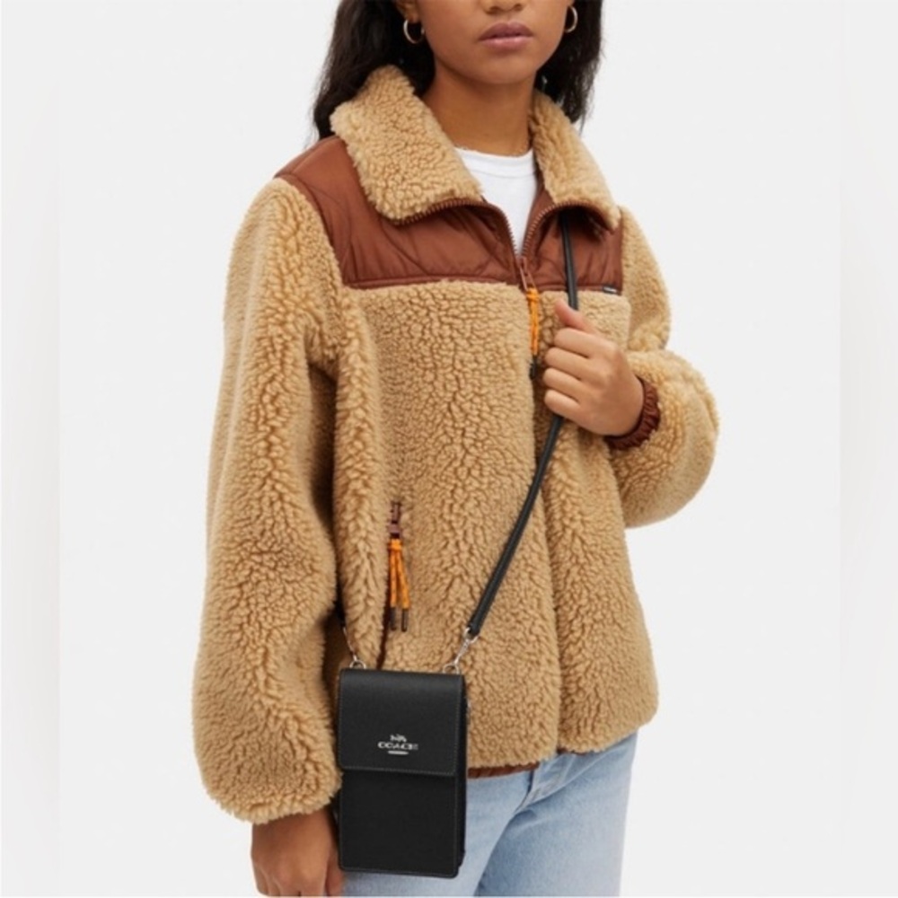 Coach Black Leather Wristlet Phone Crossbody